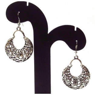 Silver Oxidized Earring Jhumka Jhumki Ethnic Jewelry Hook Drop Dangle Long EA242